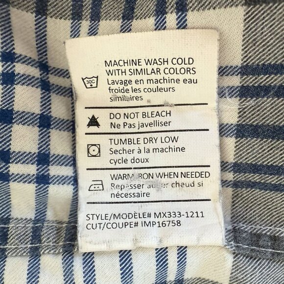 Vince Plaid Button-Up Long-Sleeve Flannel Shirt Blue & Gray Men's Size Medium - Picture 11 of 13